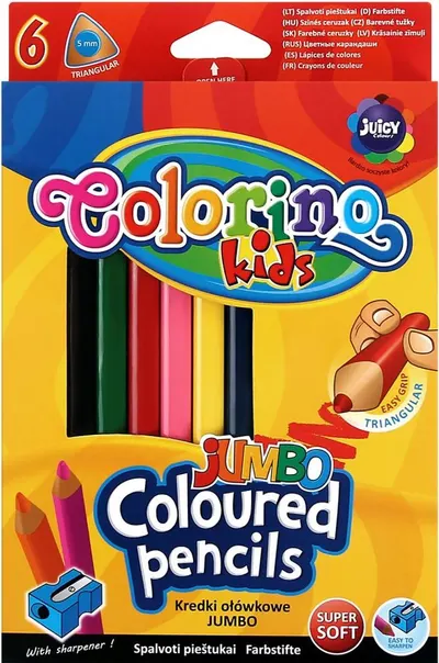 Colorino Kids Set creioane colorate - Jumbo, 6 culori, cu ascuțitoare