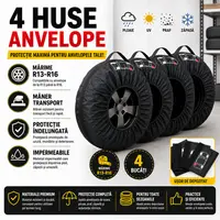 13-16 Inch Set 4 huse pentru anvelope/cauciucuri, cu maner, impermeabil, pentru dimensiunea 13-16