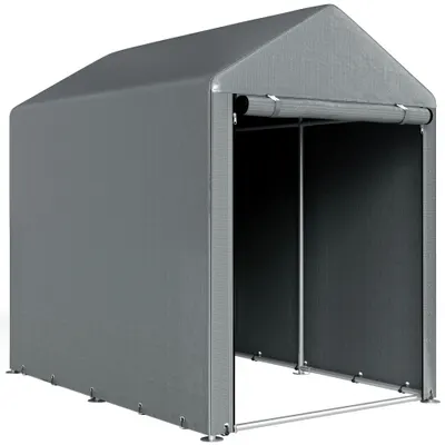 Outsunny Magazie pentru Scule cu Protecție UV și Intrare cu Fermoar, Cort de Garaj, 120x179x165 cm, Gri Închis | Aosom Romania