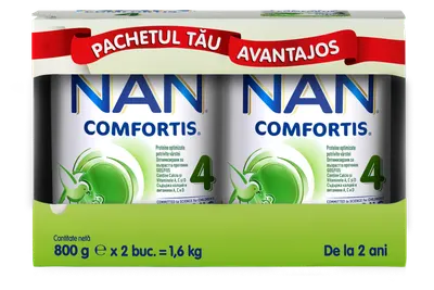 Pachet Nan 4 Comfortis +2 ani, 2 x 800g, Nestle