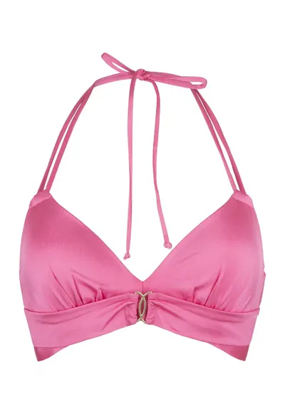 Sutien triunghiular de baie satinat 31461 - Roz