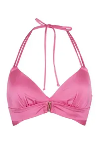 Sutien triunghiular de baie satinat 31461 - Roz