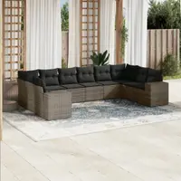 Gossi set mobilier de gradina cu perne, 10 piese, gri, poliratan
