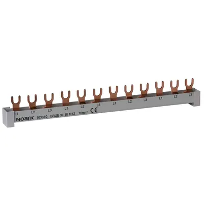 Bareta de conexiuni (busbar) 2P, 12 module, 63A, tip furca Noark 103865