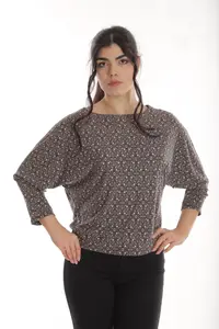 Bluza chimono CP24021 grej & roz pudra geometric, Cesy | marimea L