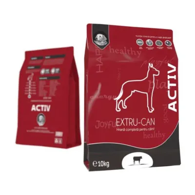 EXTRU-CAN Activ, Vită, hrană uscată câini, activitate intensă, 10kg 10kg