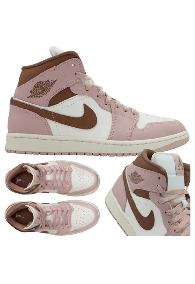 Pantofi Sport Barbati - Air Jordan 1 Mid - Superior Din Piele Sintetica Pentru Durabilitate Si Confort - Perna De Aer Air-Sole Pentru Confort - Talpa Din Cauciuc Cu Aderenta Buna - Guler Captusit Pentru Suport - Marimea 44 - Bej