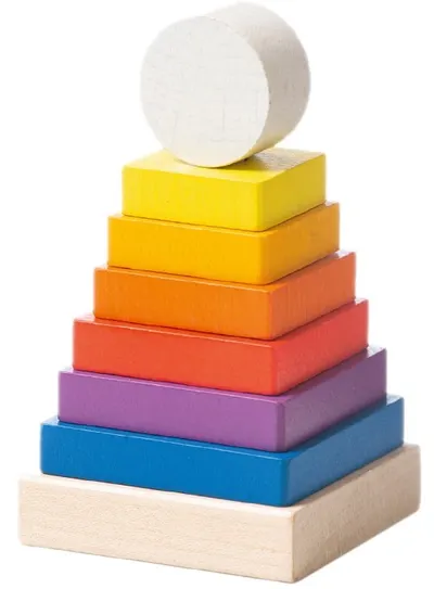 Jucarie de stivuit Turn din lemn Cubika, 8 piese