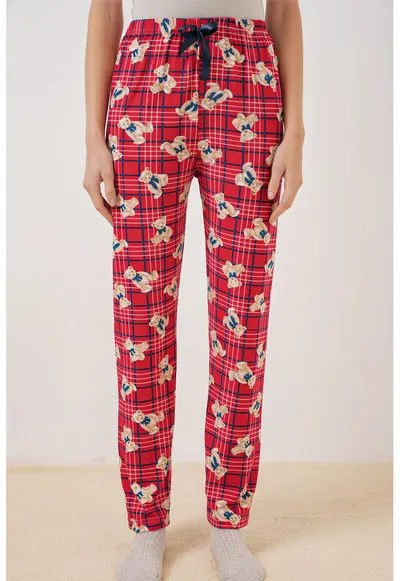 Pantaloni de pijama - model cu talie medie - rosu - poliester