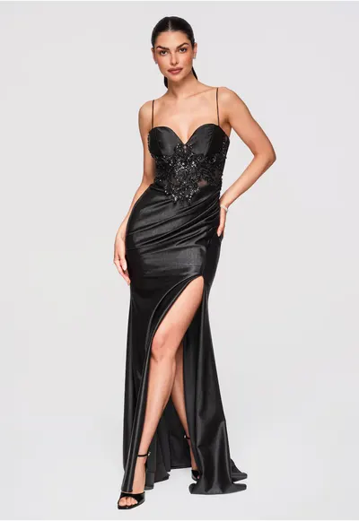 Rochie de seara maxi LA-OM-DLR332 - Negru