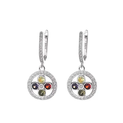 Cercei argint 925, JW1616, model floare, placati cu rodiu