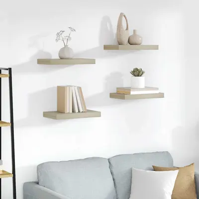 vidaXL Rafturi de perete suspendate, 4 buc., stejar, 40x23,5x3,8 cm, MDF