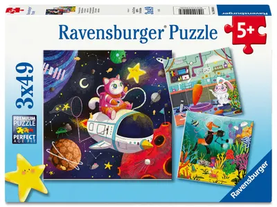 Puzzle Ravensburger din 3 х 49 piese - Cercetătorii de animale