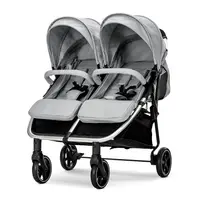 Carucior pentru gemeni Lorelli Duo Grey, cadru din aluminiu, spatar reglabil pozitii multiple, geanta pentru mama inclusa