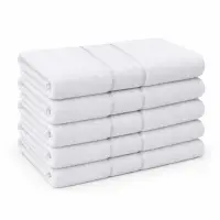Set 5 prosoape mari 70x130cm, din 100% bumbac pakistanez, 400g, Line, Alb
