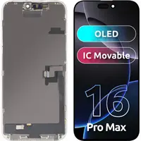 Display cu Touchscreen MP compatibil cu Apple iPhone 16 Pro Max, cu Rama, Versiune OLED FHD IC Movable, Negru