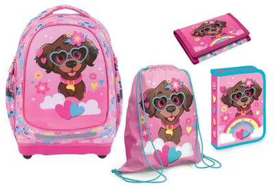 Set școlar S. Cool Sweet Dog - Rucsac, penar, geantă sport și portofel