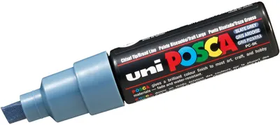 Marker permanent cu un varf tesit Uni Posca - PC-8K, 8 mm, ardezie gri