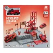 Jucarie set parcare Pompieri MegaCreative 573972, masina+accesorii, 26x24x7cm, pvc, +3ani