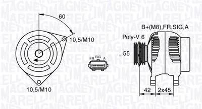 Alternator (12v, 150a) Potrivit Volvo C30, C70 Ii, S40 Ii, V50; Ford Fiesta V, Focus C-Max, Focus Ii, Fusion, Kuga I; Mazda 3 1.6d 2.0d 10.03-12.12