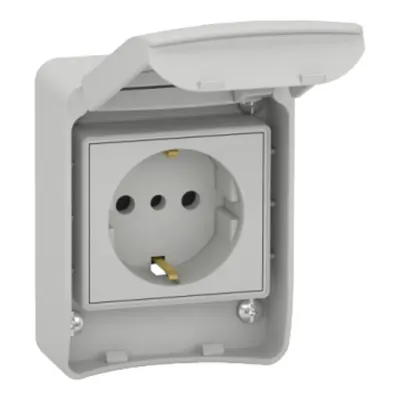 Priza Mureva, Gri, 2P+E, 10/16 A, 250 V, German, Ip65, Suprafata
