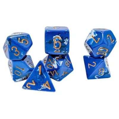 Set 7 Zaruri Chessex Brush Polyhedral - Wavebreak/Auriu