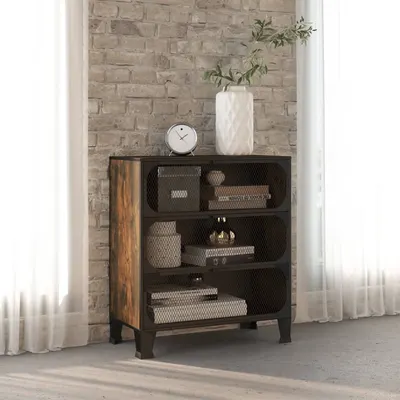 vidaXL Dulap de depozitare ,maro rustic,72x36x82cm,metal și MDF