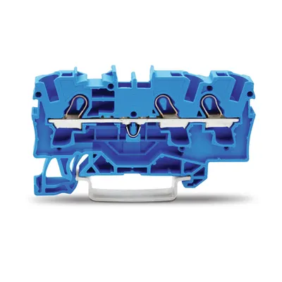 3-conductor through terminal block; 4 mm²; for Ex e II and Ex i applications; side and center marking; for DIN-rail 35 x 15 and 35 x 7.5; Push-in CAGE CLAMP®; 4,00 mm²; blue