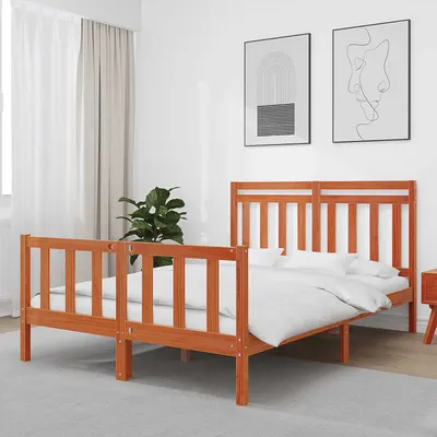 vidaXL Cadru de pat cu headboard Maroniu cerat 205,5 x 155,5 x 100 cm