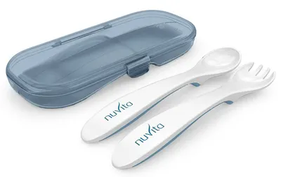 Set furculiță și lingură în cutie Nuvita - Powder Blue