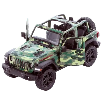 Masinuta die-cast Jeep Wrangler 2018, scara 1:34, cu functie pull-back, 12.5 cm lungime, fara capota, verde
