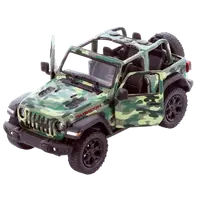 Masinuta die-cast Jeep Wrangler 2018, scara 1:34, cu functie pull-back, 12.5 cm lungime, fara capota, verde