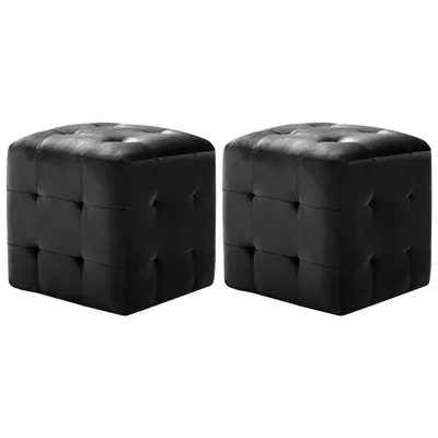 vidaXL Noptiere, 2 buc., negru, 30 x 30 x 30 cm, țesătură din catifea
