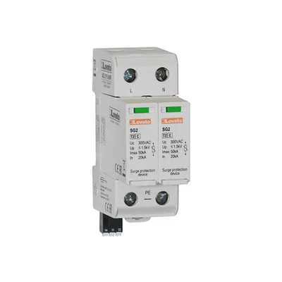 Descarcator tip 2 cu cartus, RATED DISCHARGE CURRENT IN (8/20MS) 20KA PER POLE, 2P. Cu contact comanda de la distanta