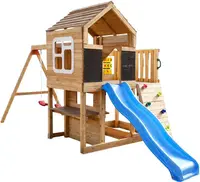 Căsuță de joacă din lemn pentru copii Ginger Home - Cu tobogan, 2 leagăne, cadru de cățărat și nisip