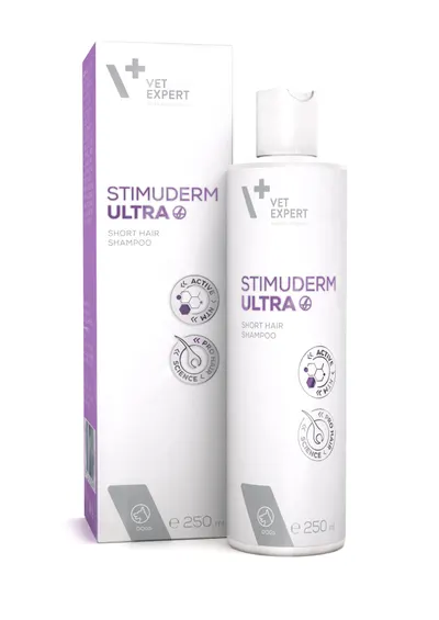 Sampon pentru tratamentul alopeciei la caini cu blana scurta Vet Expert Stimuderm Ultra, 250 ml