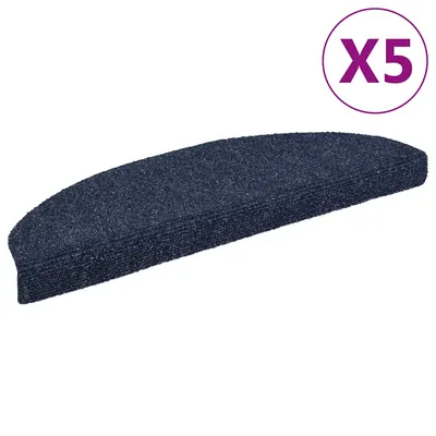 vidaXL Covorașe autoadezive pentru scări, 5 buc., 65x21x4 cm, albastru, semirotunde, mari