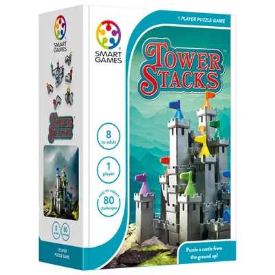 Smart Games - Tower Stacks joc de logica cu 80 de provocari 8+ ani editie internationala