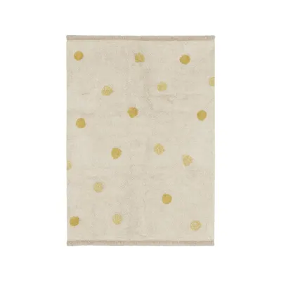 Covor pentru copii galben ocru/crem lavabil/țesut manual din bumbac 120x160 cm Hippy Dots Honey – Lorena Canals