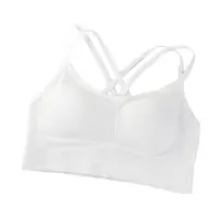Bustiera pentru Sala, cu Bretele si Spate Gol, Fara Cusaturi, Model Push Up, Marime Universala, Alb, MIX14100