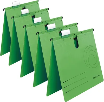 Set de dosare pentru fișet Herlitz Easy Orga - Cu formă în L, verde, 5 buc
