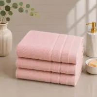 Set 3 prosoape mari, Terry, 70x130cm, din 100% bumbac pakistanez, 600g, Roz