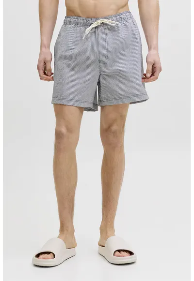 Pantaloni scurti de baie cu snur - Alb/Bleumarin