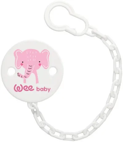 Lant pentru suzetă Wee Baby - Patterned, elefant roz