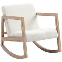HOMCOM Scaun Balansoar Minimalist cu Pernuțe pentru Scaun și Spătar, Scaun pentru Sufragerie din Lemn de Caucciuc, Pluș și Spumă, 60x81x71 cm, Crem | Aosom Romania