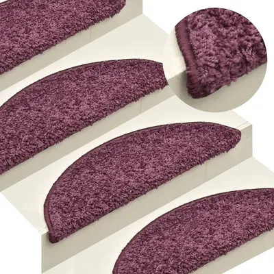Gossi covorase pentru trepte scara, 15 buc. violet inchis, 65x21x4 cm