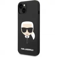 Husa MagSafe pentru Apple iPhone 14 Plus, Karl Lagerfeld, Liquid Silicone Karl Head, Neagra
