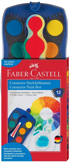 Vopsele in acuarela Faber-Castell Connector - 12 culori, paleta albastra