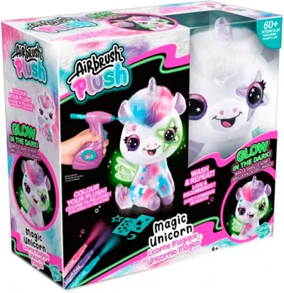 Set creativ Canal Toys Airbrush plush - Jucărie de colorat de pluș, Unicorn strălucitor