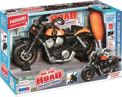 Motocicleta de asamblat RS Toys - Cu sunete și lumini, 1:18, portocaliu